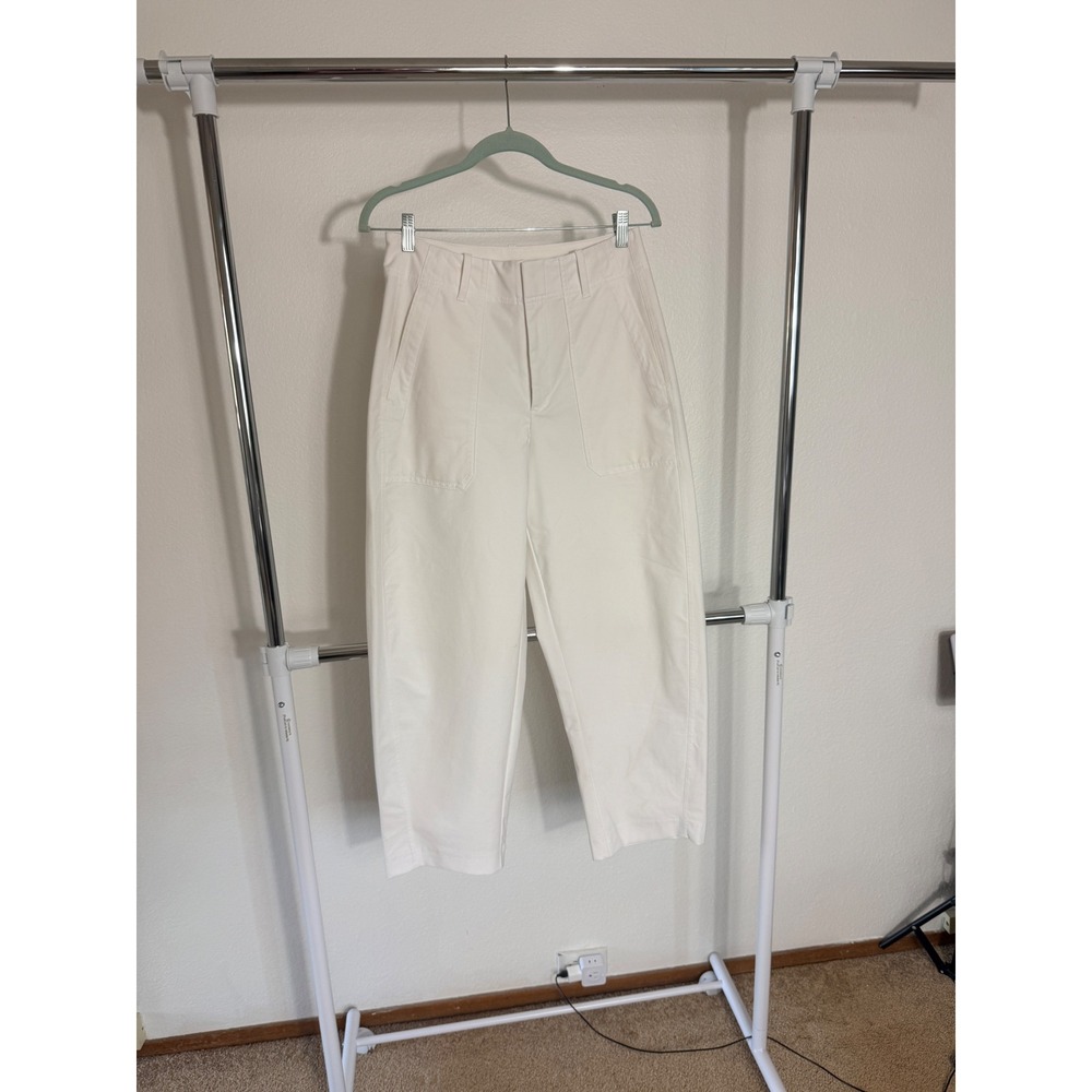 Athleta Skyline High Rise Barrel Pant White Size 8 Stretch Utility Travel